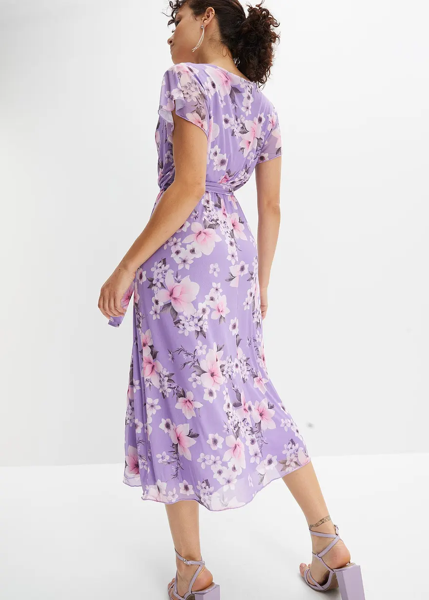 Bonprix Modernes Kleid Mit Bindegürtel - Lila - Damen