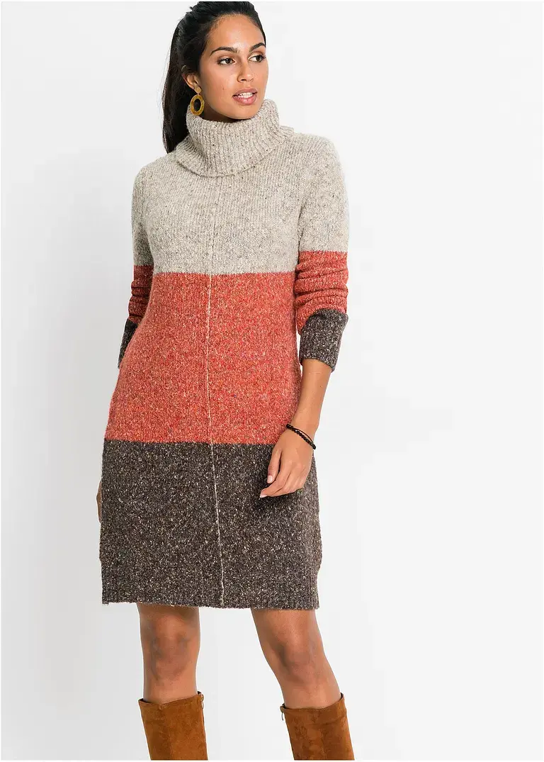 Bonprix Modernes Kleid Mit Rollkragen - Braun - Damen