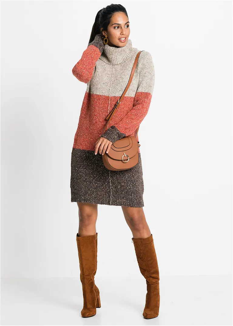 Bonprix Modernes Kleid Mit Rollkragen - Braun - Damen