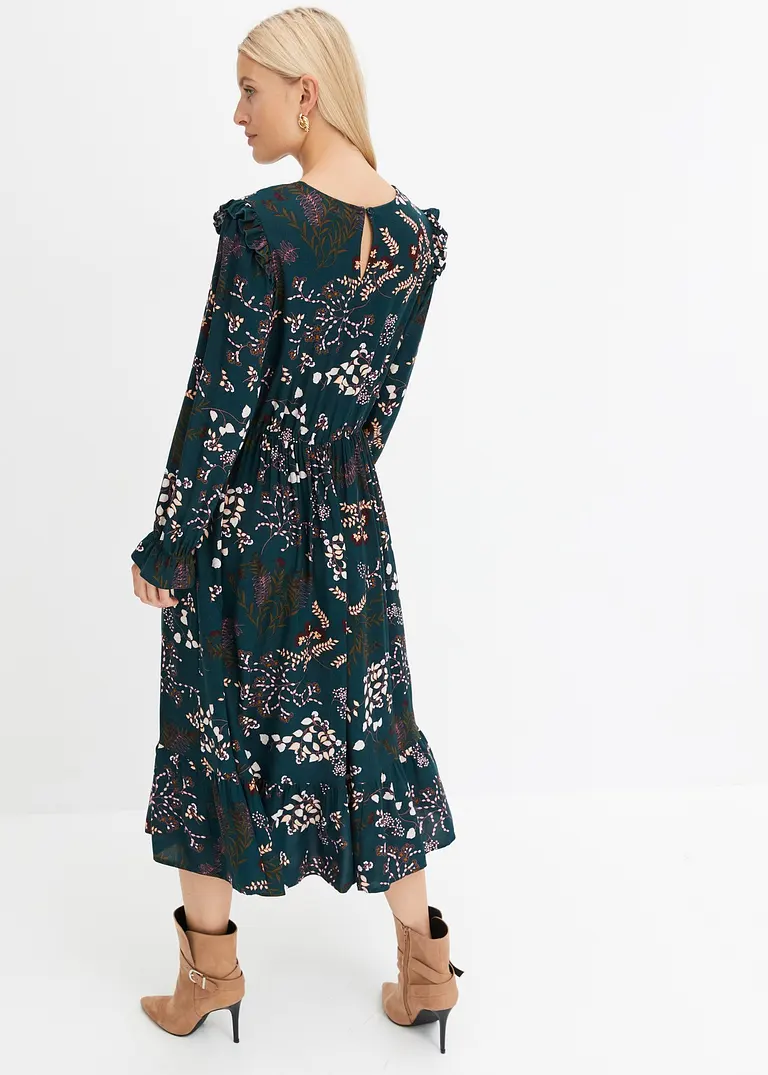 Bonprix Modernes Kleid Mit Rüschen - Grün - Damen