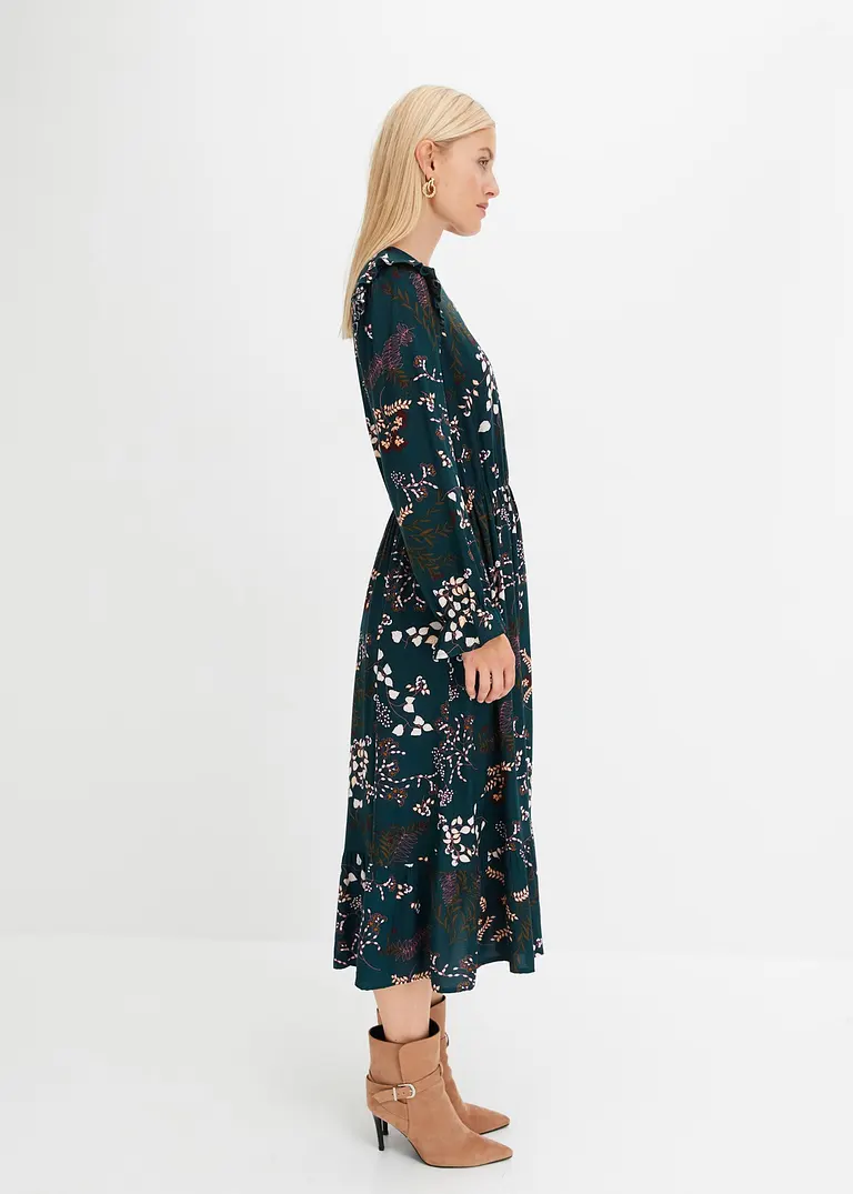 Bonprix Modernes Kleid Mit Rüschen - Grün - Damen