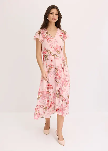 Bonprix Modernes Kleid Mit Volant - Rosa - Damen