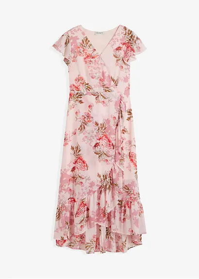 Bonprix Modernes Kleid Mit Volant - Rosa - Damen