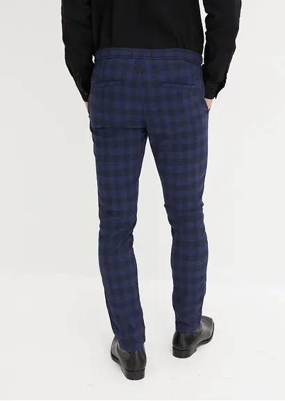 Bonprix Modisch Karierte Chinohose - Blau - Herren