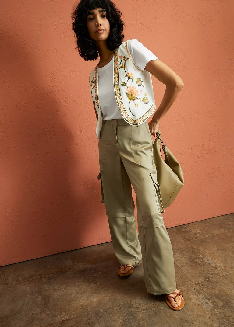 Bonprix Modische Baumwoll-Weste - Beige - Damen