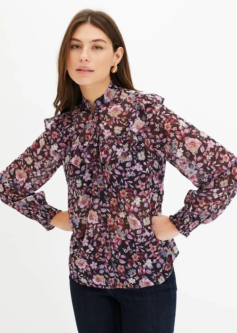 Bonprix Modische Bluse Mit Knopfleiste - Rot - Damen