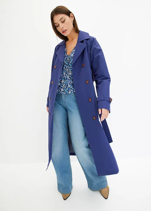 Bonprix Modische Bluse Mit Volants - Blau - Damen