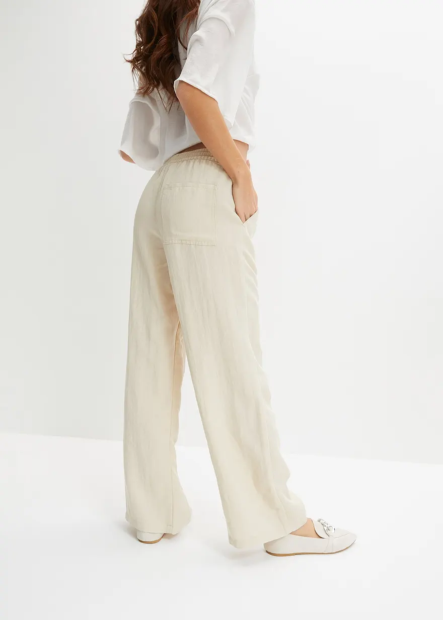 Bonprix Modische Hose Mit Gummibund - Beige - Damen