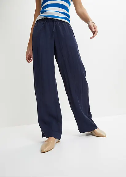 Bonprix Modische Hose Mit Gummibund - Blau - Damen
