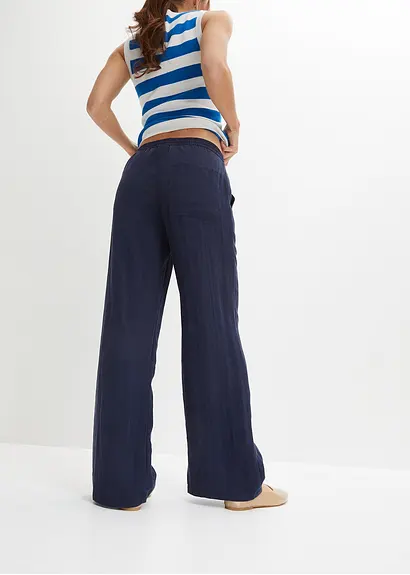 Bonprix Modische Hose Mit Gummibund - Blau - Damen