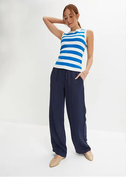 Bonprix Modische Hose Mit Gummibund - Blau - Damen