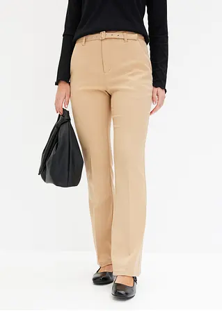 Bonprix Modische Hose Mit Gürtel - Beige - Damen