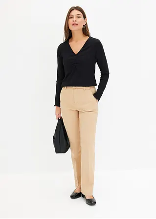 Bonprix Modische Hose Mit Gürtel - Beige - Damen