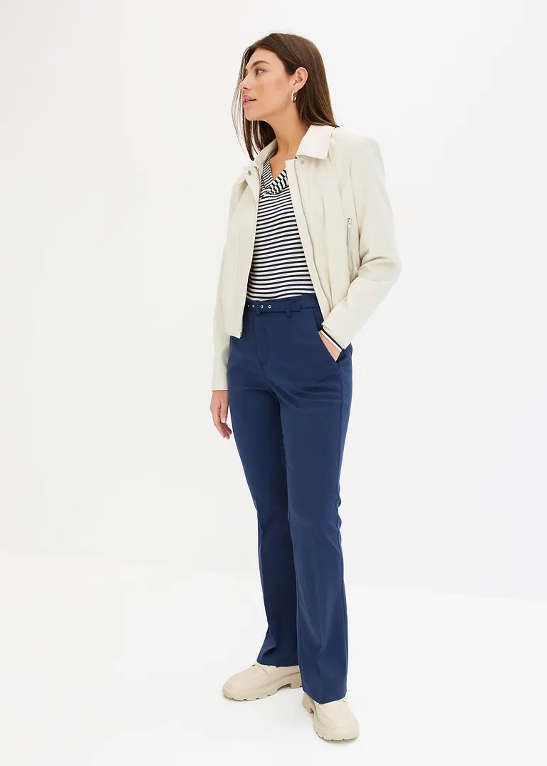 Bonprix Modische Hose Mit Gürtel - Blau - Damen