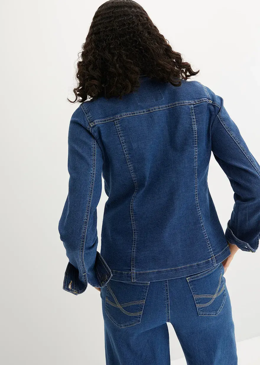 Bonprix Modische Jeansjacke Mit Taschen - Blau - Damen