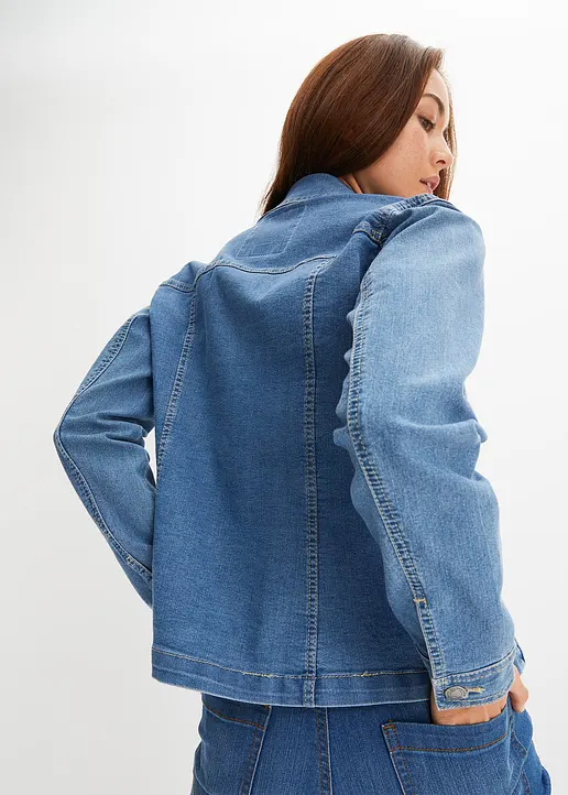Bonprix Modische Jeansjacke Mit Taschen - Blau - Damen