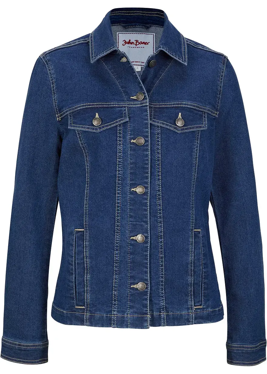bonprix Modische Jeansjacke mit Taschen - blau - Damen