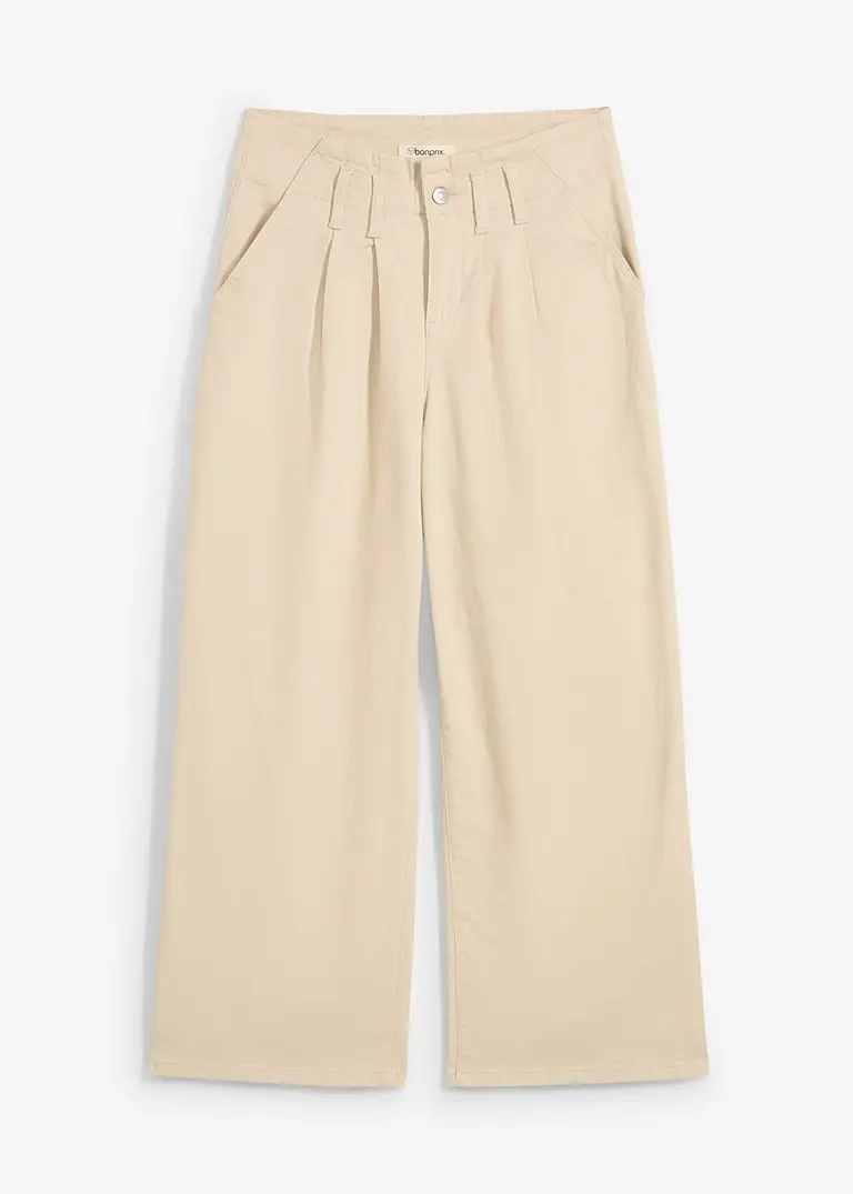 bonprix Modische Twillhose mit Falten - beige - Damen