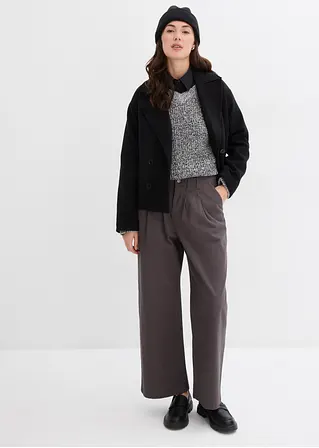 Bonprix Modische Twillhose Mit Falten - Grau - Damen