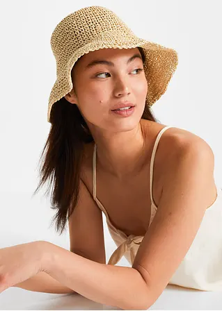 Bonprix Modischer Bucket Hat Aus Stroh - Beige - Damen