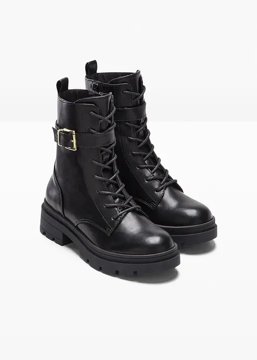 Bonprix Modischer Combat Boot - Schwarz - Damen