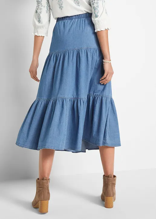 Bonprix Modischer Jeansrock Mit Bahnen - Blau - Damen