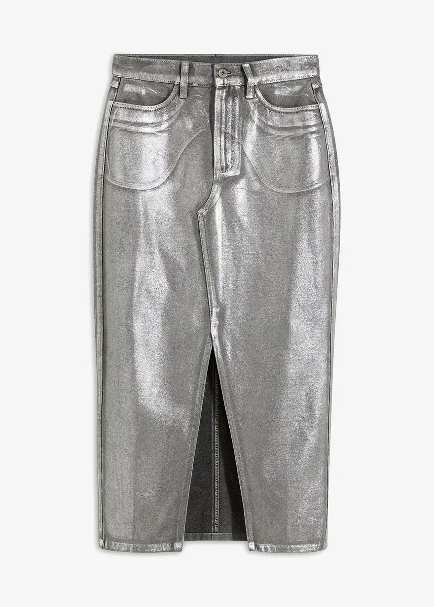 bonprix modischer Jeansrock mit Schlitz - grau - Damen