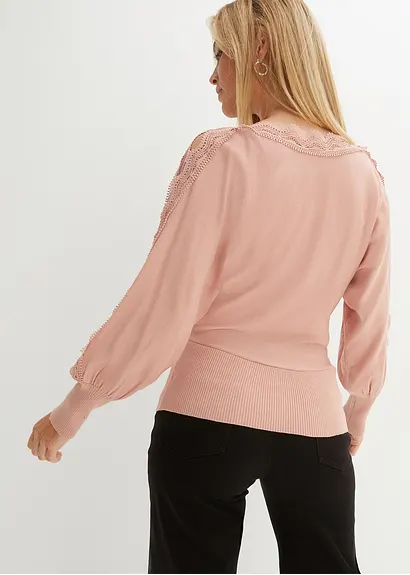 Bonprix Modischer Pullover Mit Spitze - Rosa - Damen