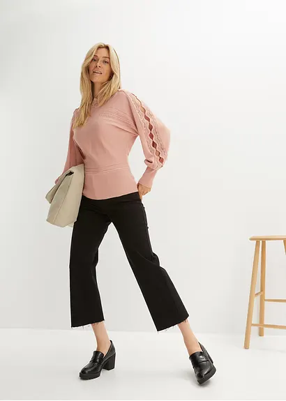 Bonprix Modischer Pullover Mit Spitze - Rosa - Damen