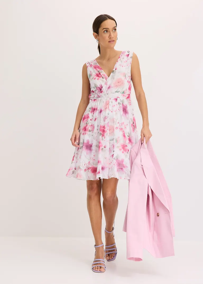 Bonprix Modisches Kleid In Wickeloptik - Weiß - Damen