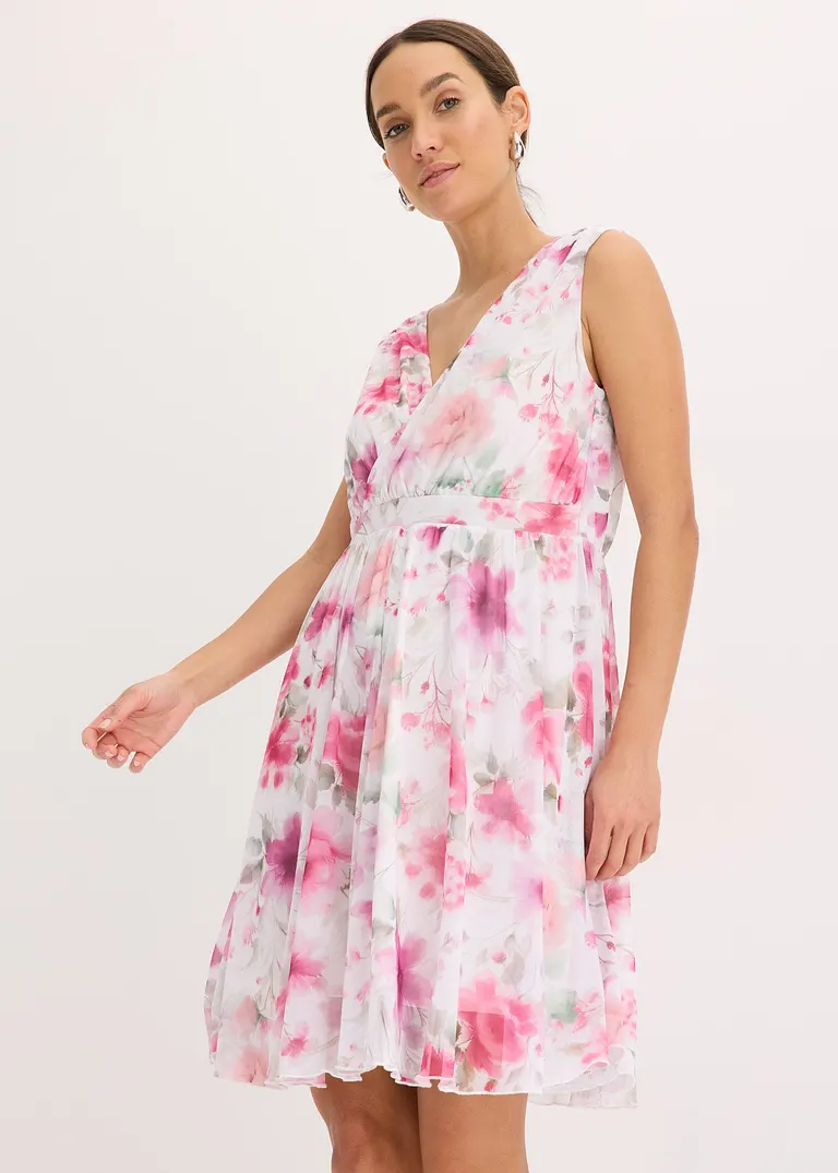 Bonprix Modisches Kleid In Wickeloptik - Weiß - Damen