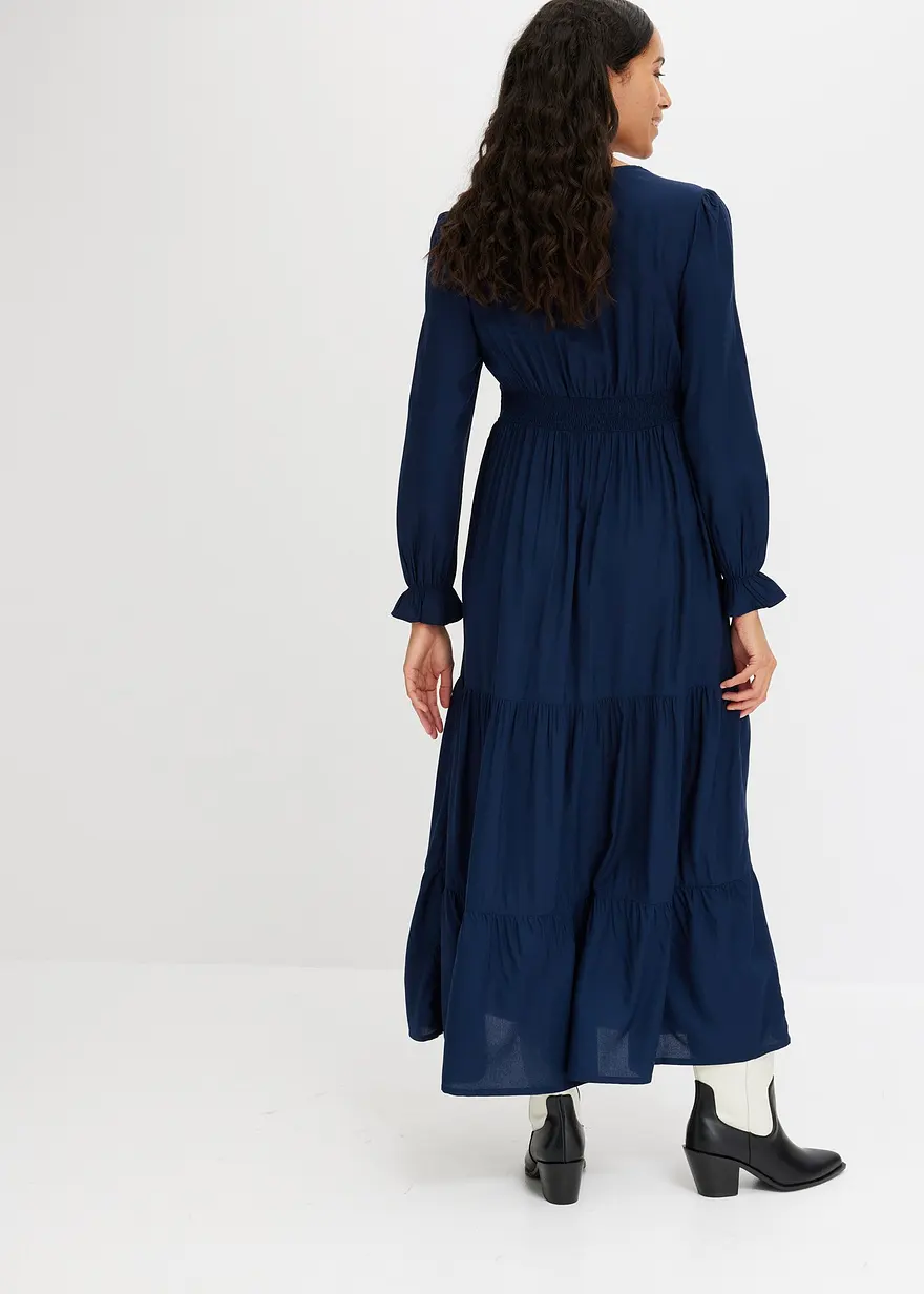 Bonprix Modisches Maxikleid Mit Spitze - Blau - Damen