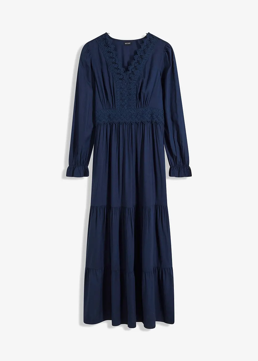 bonprix modisches Maxikleid mit Spitze - blau - Damen