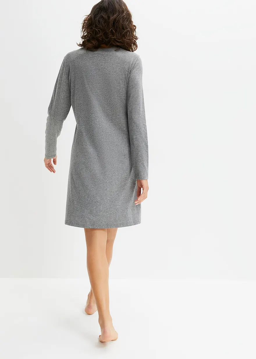 Bonprix Modisches Nachthemd Mit Langarm - Grau - Damen