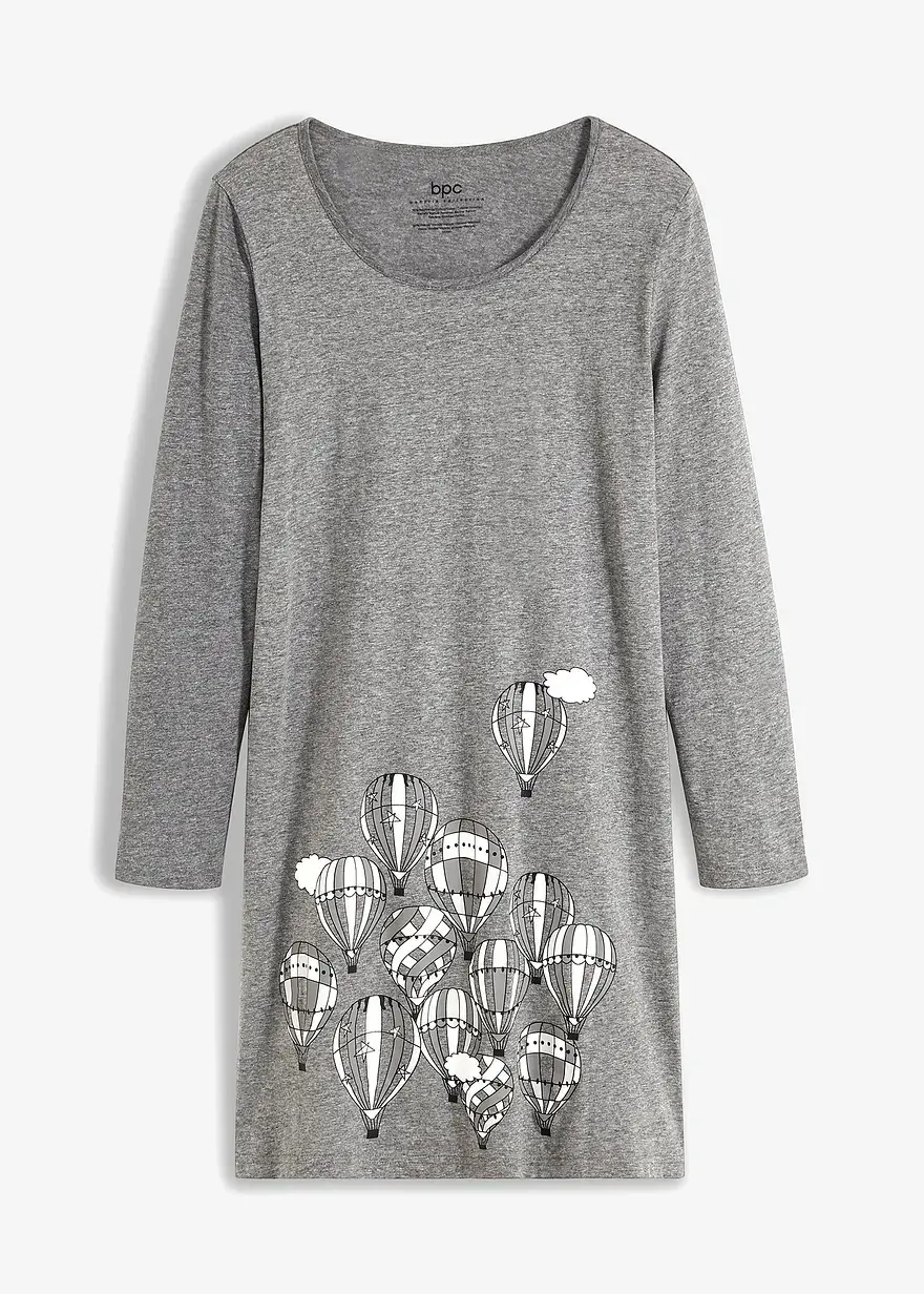bonprix Modisches Nachthemd mit Langarm - grau - Damen