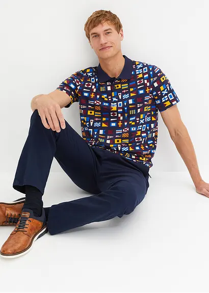 Bonprix Modisches Poloshirt - Blau - Herren