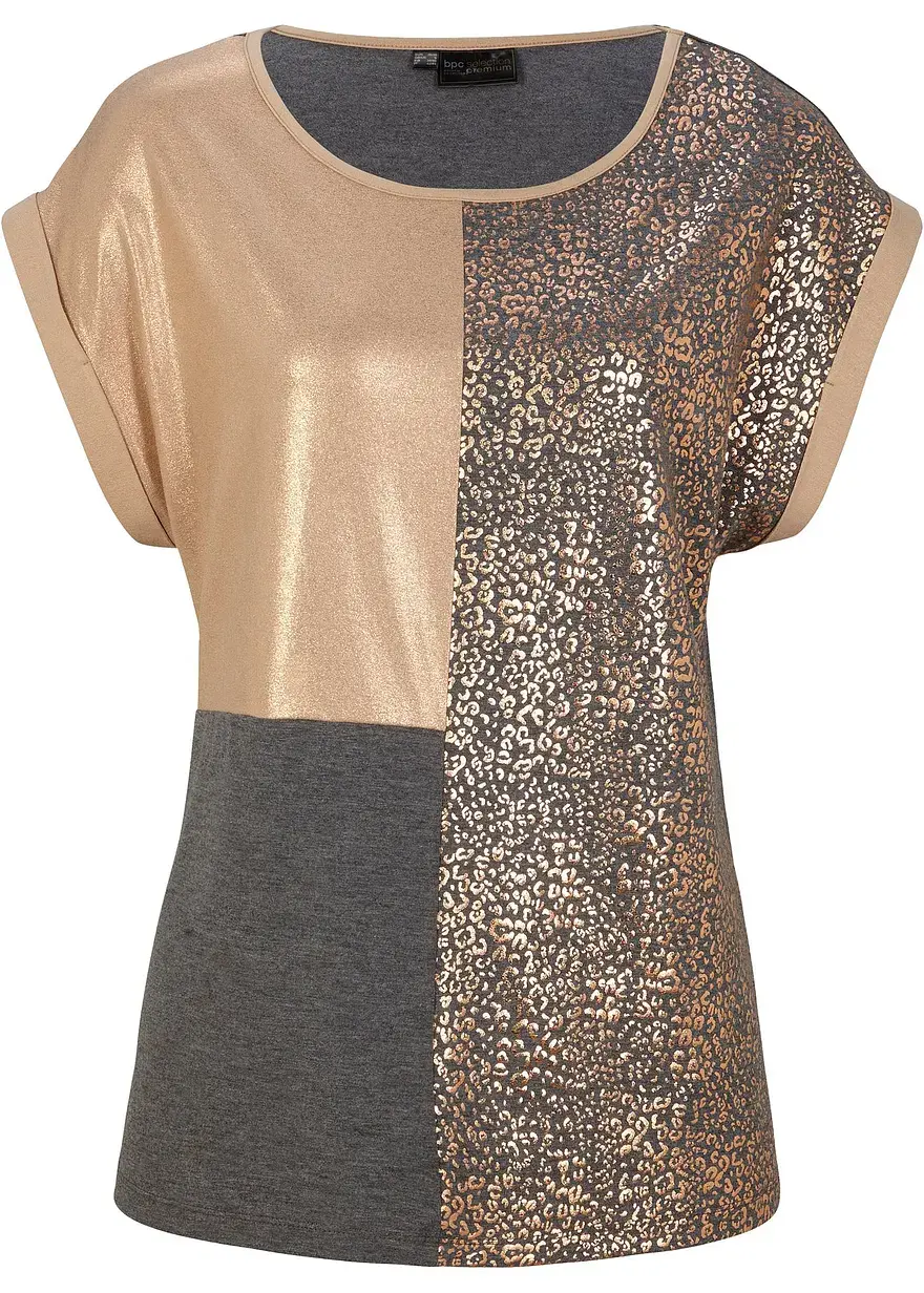 bonprix Modisches Shirt in Patchoptik - grau - Damen