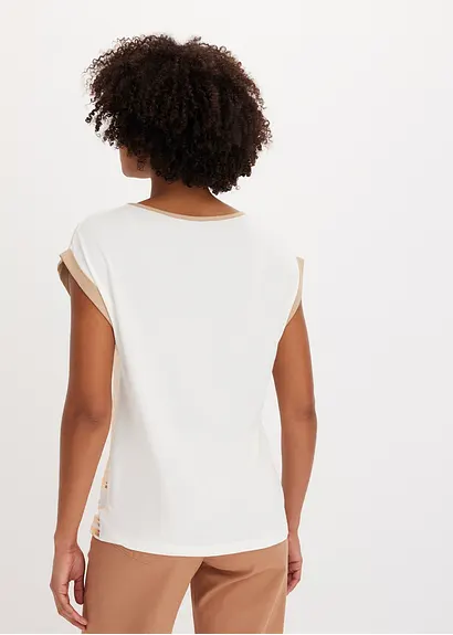 Bonprix Modisches Shirt In Patchoptik - Weiß - Damen