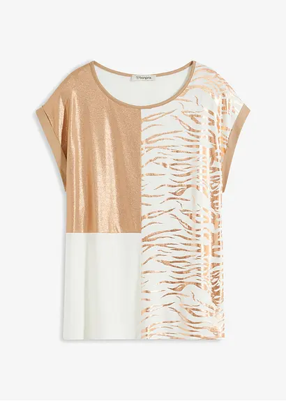 bonprix Modisches Shirt in Patchoptik - weiß - Damen