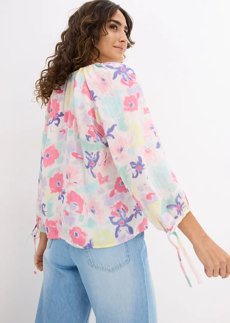 Bonprix Musselin-Bluse Mit Blumendruck - Bunt - Damen