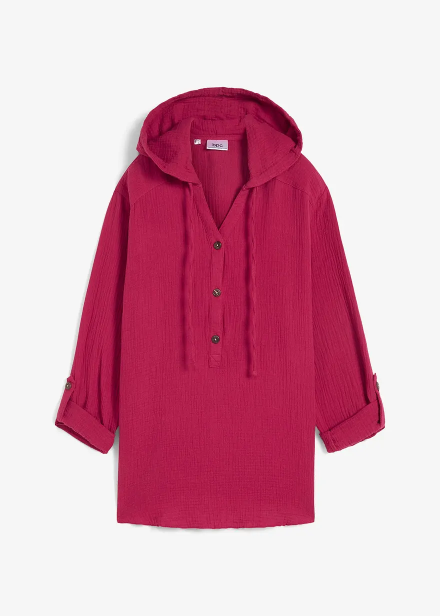 bonprix Musselin-Tunika mit Kapuze - pink - Damen