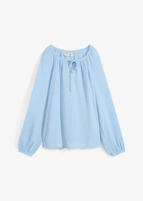 bonprix Oversize-Bluse aus Musselin - blau - Damen