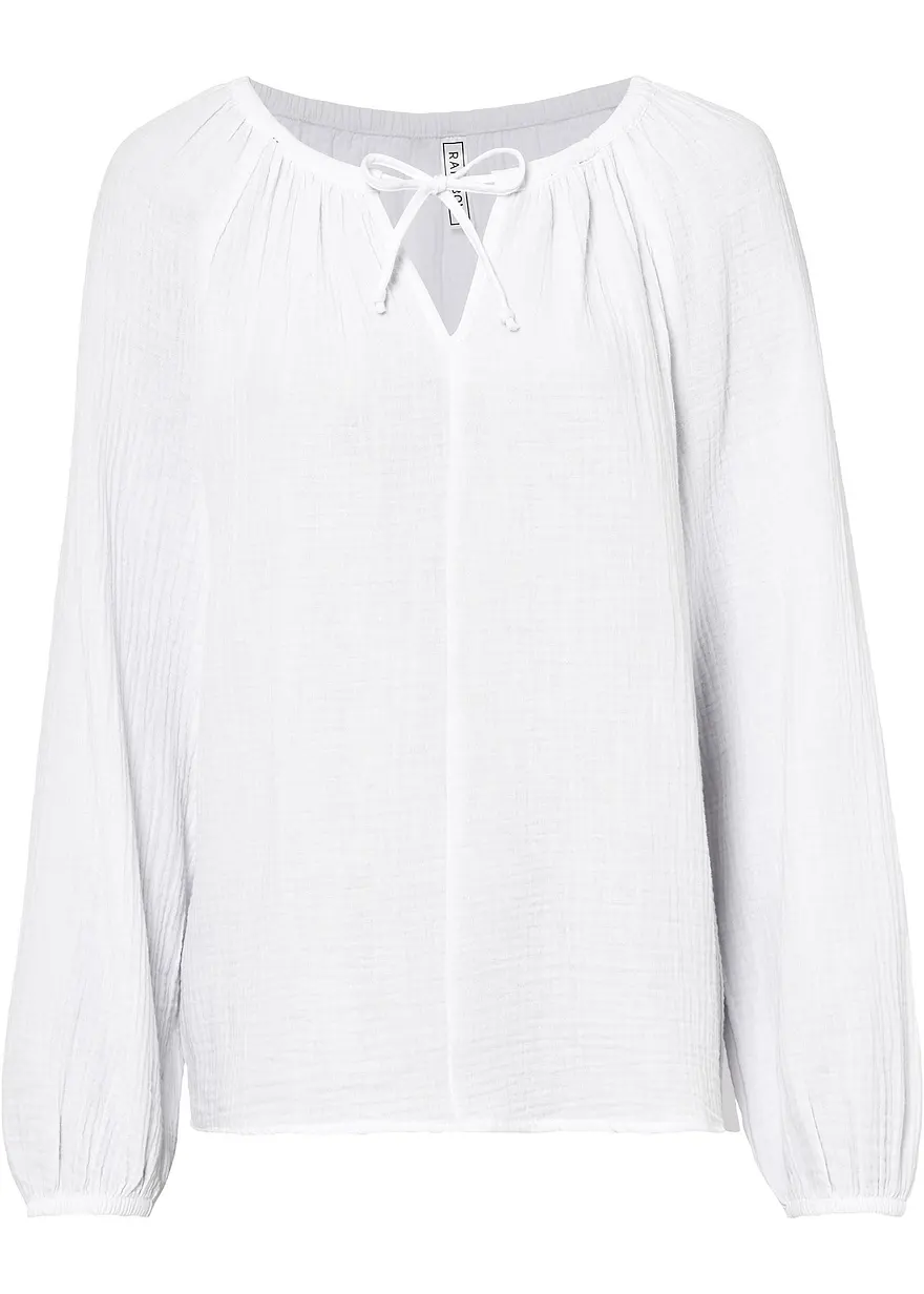 bonprix Oversize-Bluse aus Musselin - weiß - Damen