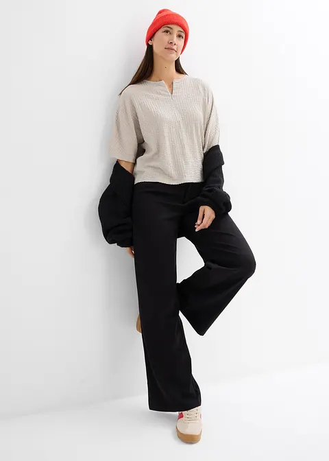 Bonprix Oversize Halbarmshirt - Grau - Damen