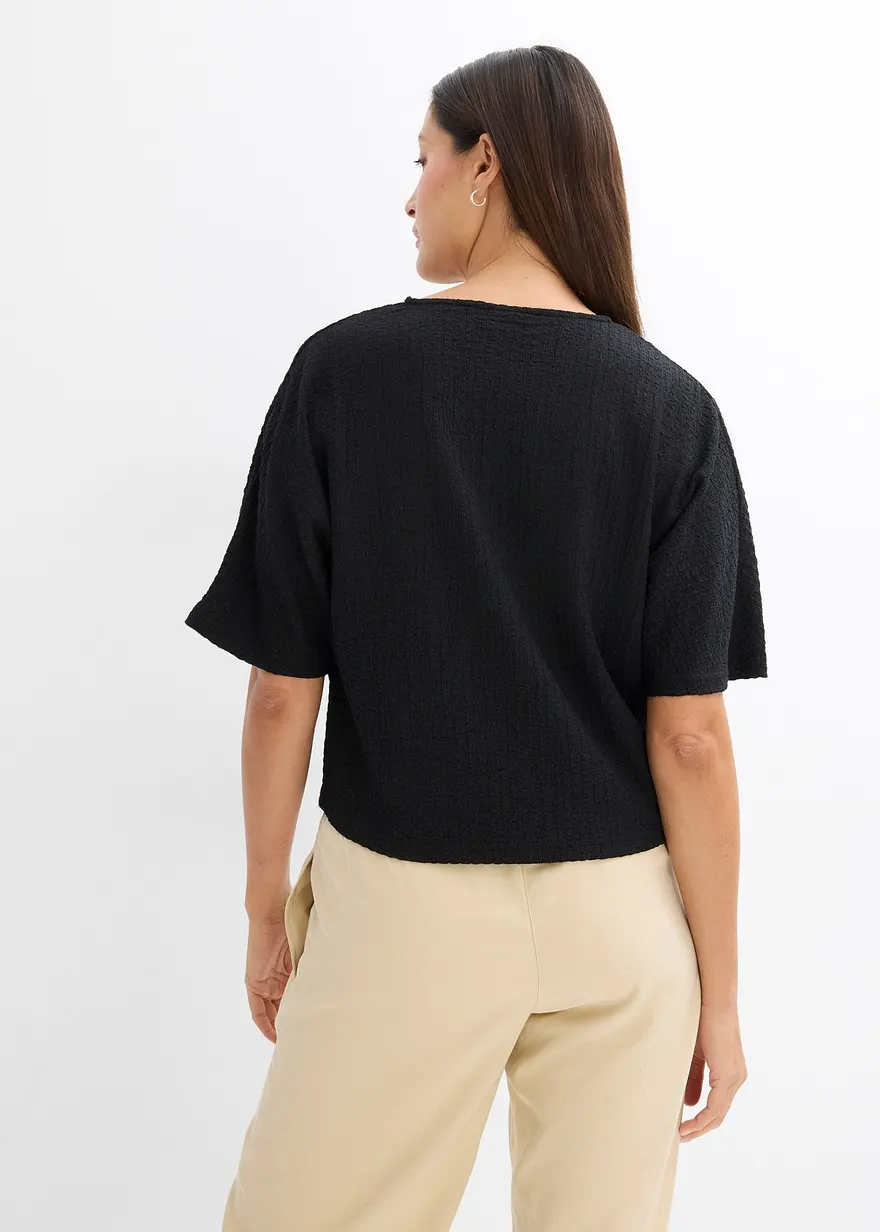Bonprix Oversize Halbarmshirt - Schwarz - Damen