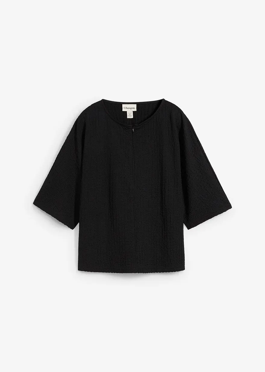 bonprix Oversize Halbarmshirt - schwarz - Damen