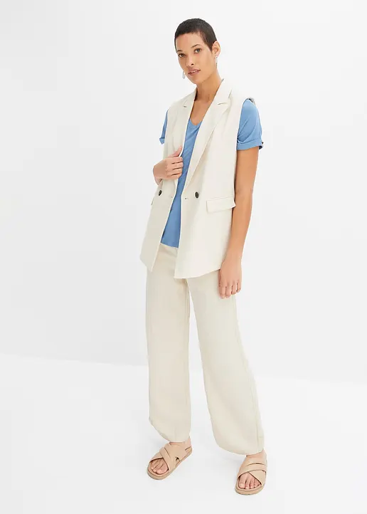 Bonprix Oversize-Shirt Mit V-Ausschnitt - Blau - Damen
