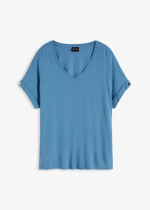 bonprix Oversize-Shirt mit V-Ausschnitt - blau - Damen