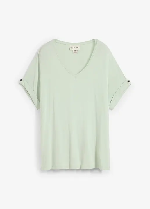 bonprix Oversize-Shirt mit V-Ausschnitt - grün - Damen