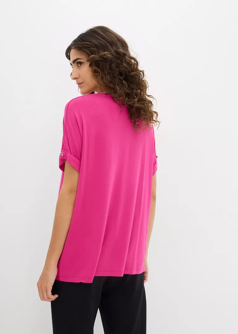 Bonprix Oversize-Shirt Mit V-Ausschnitt - Pink - Damen